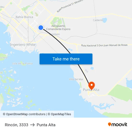 Rincón, 3333 to Punta Alta map