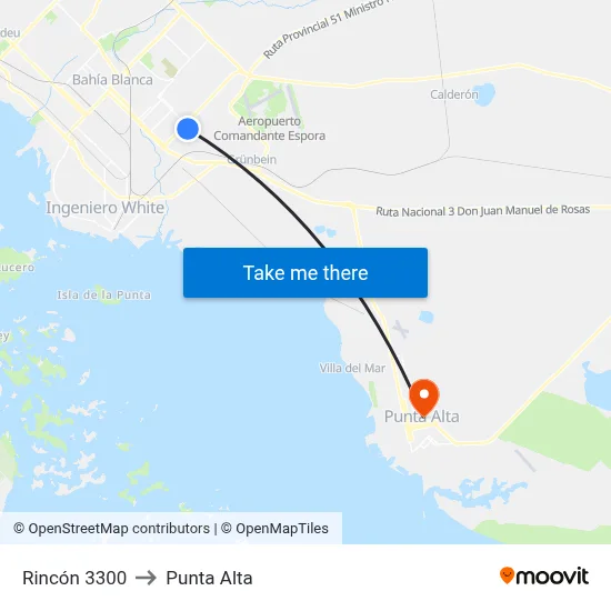 Rincón 3300 to Punta Alta map