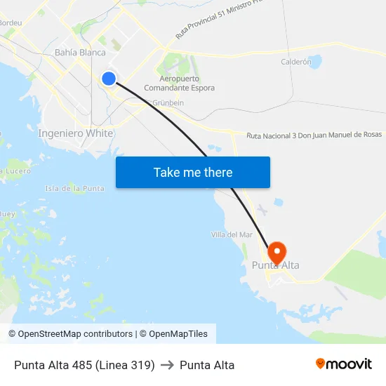 Punta Alta 485 (Linea 319) to Punta Alta map