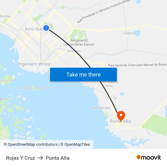 Rojas Y Cruz to Punta Alta map