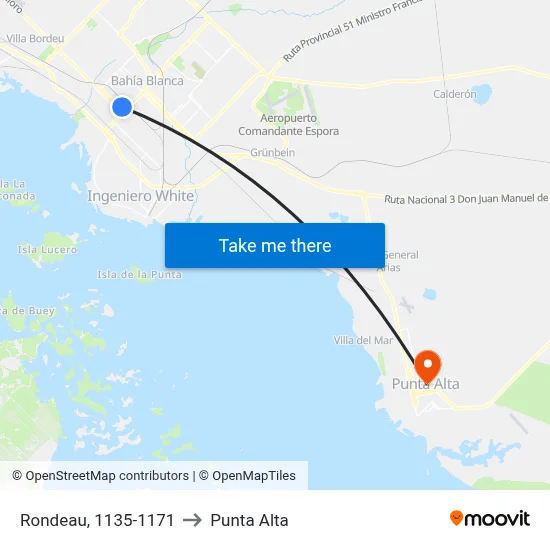 Rondeau, 1135-1171 to Punta Alta map