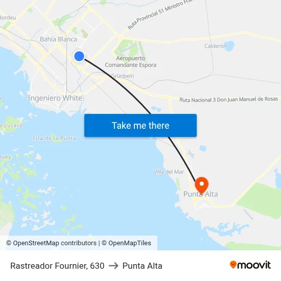 Rastreador Fournier, 630 to Punta Alta map