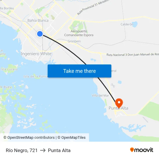 Río Negro, 721 to Punta Alta map