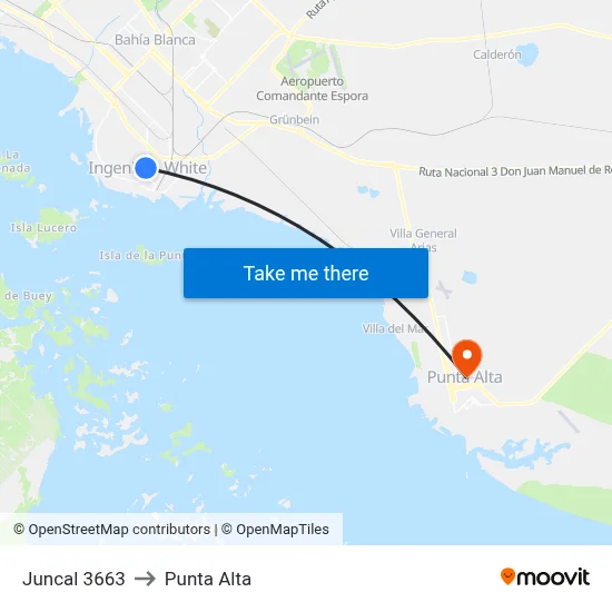Juncal 3663 to Punta Alta map