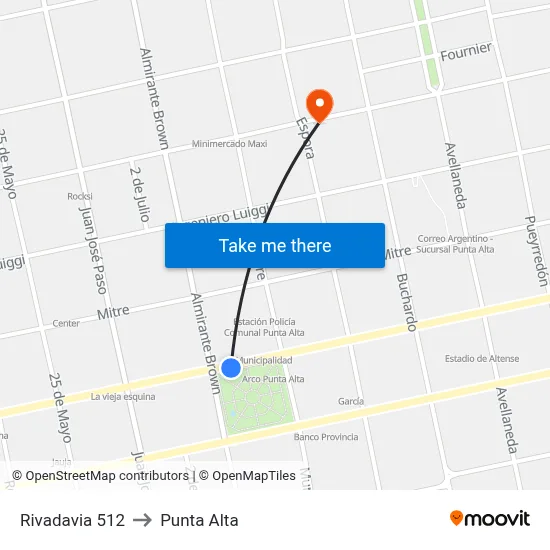Rivadavia 512 to Punta Alta map