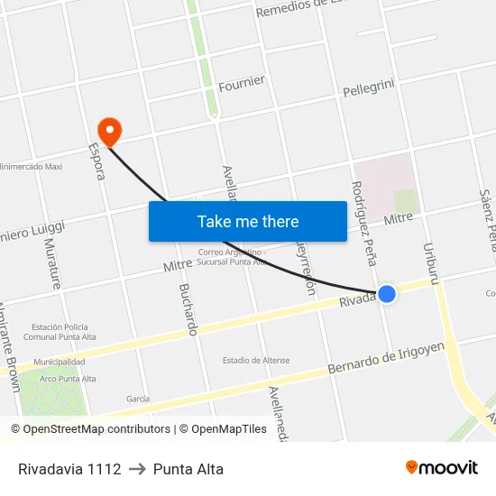 Rivadavia 1112 to Punta Alta map