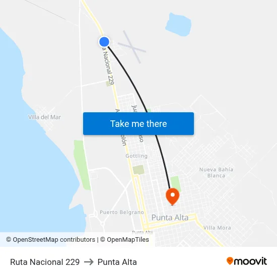 Ruta Nacional 229 to Punta Alta map