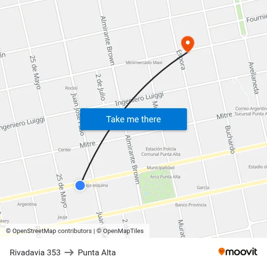 Rivadavia 353 to Punta Alta map