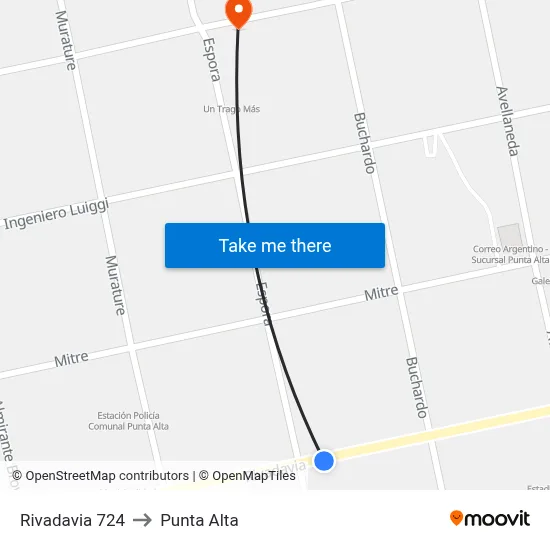 Rivadavia 724 to Punta Alta map