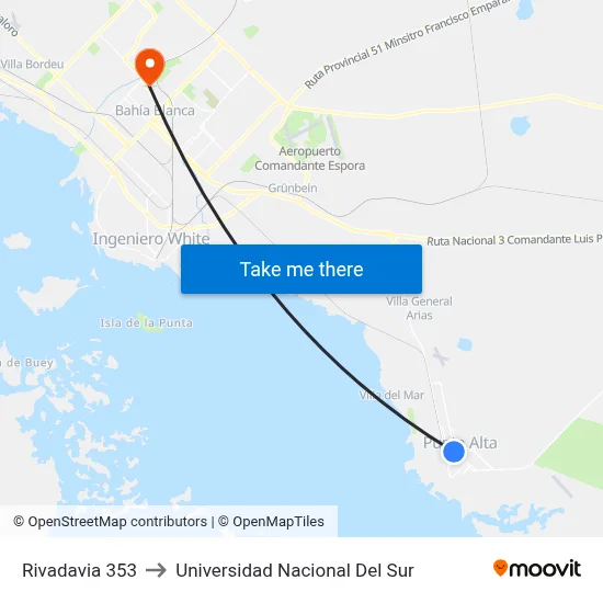 Rivadavia 353 to Universidad Nacional Del Sur map