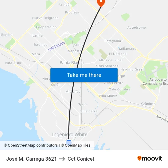 José M. Carrega 3621 to Cct Conicet map
