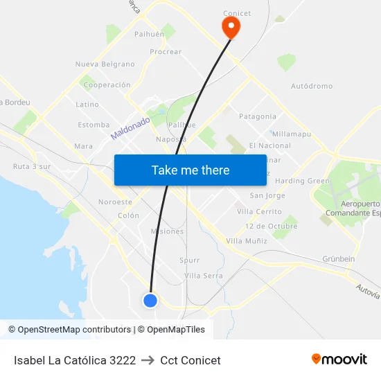 Isabel La Católica 3222 to Cct Conicet map