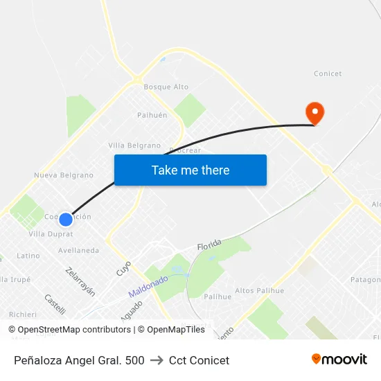 Peñaloza Angel Gral. 500 to Cct Conicet map