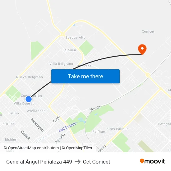 General Ángel Peñaloza 449 to Cct Conicet map