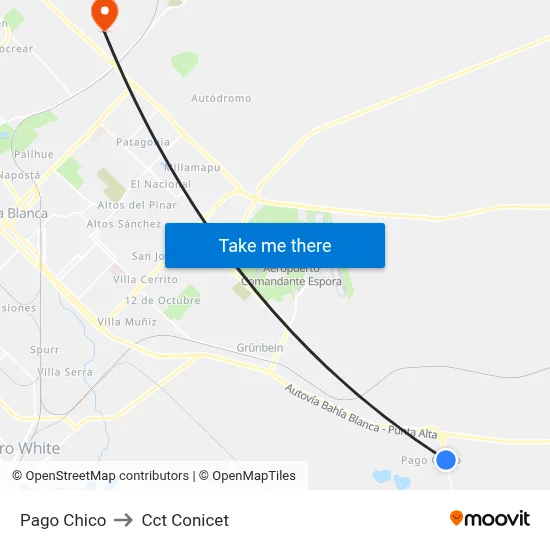Pago Chico to Cct Conicet map