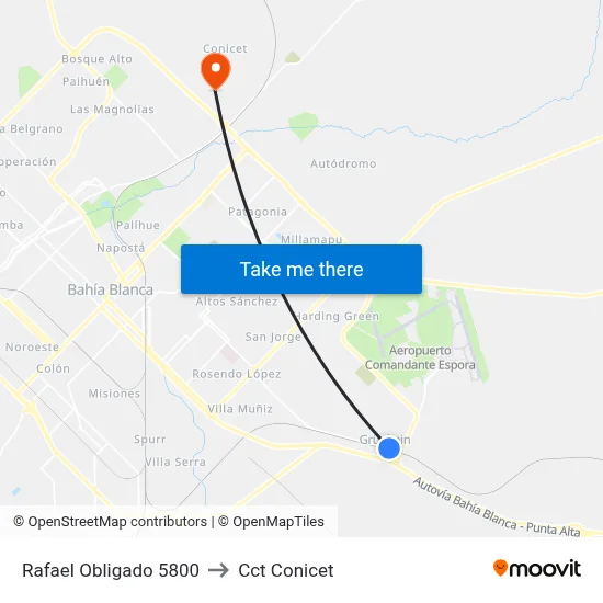 Rafael Obligado 5800 to Cct Conicet map