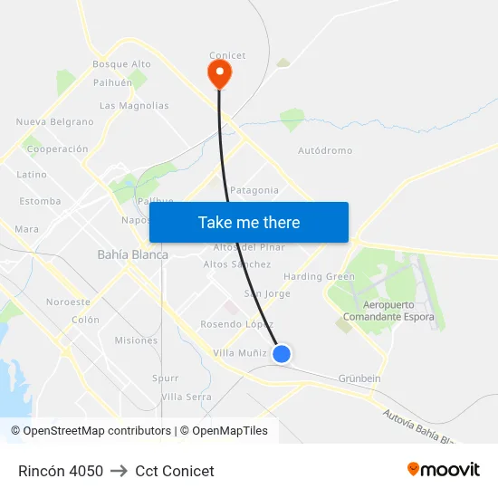 Rincón 4050 to Cct Conicet map