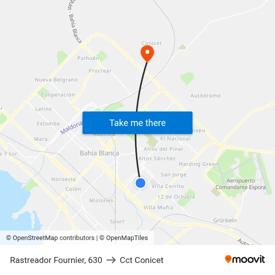 Rastreador Fournier, 630 to Cct Conicet map