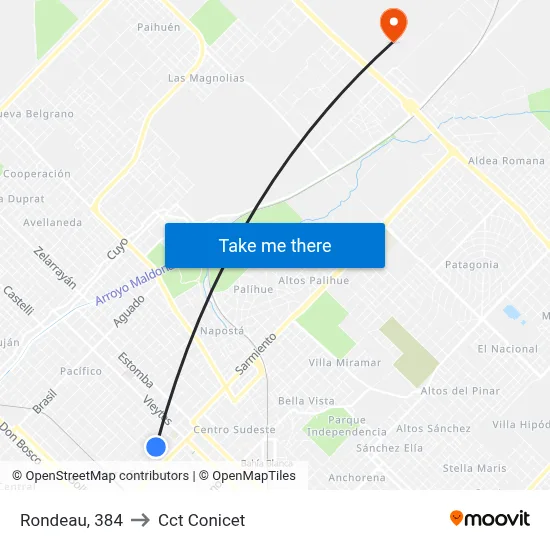 Rondeau, 384 to Cct Conicet map