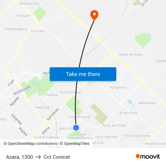 Azara, 1300 to Cct Conicet map