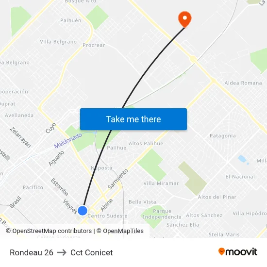 Rondeau 26 to Cct Conicet map