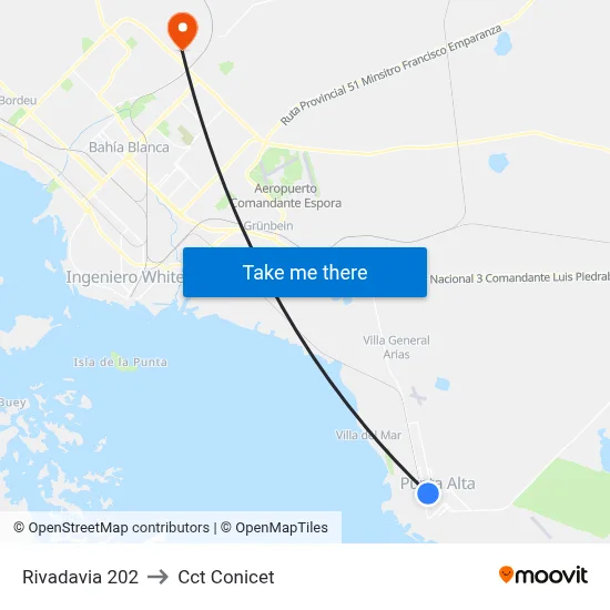 Rivadavia 202 to Cct Conicet map