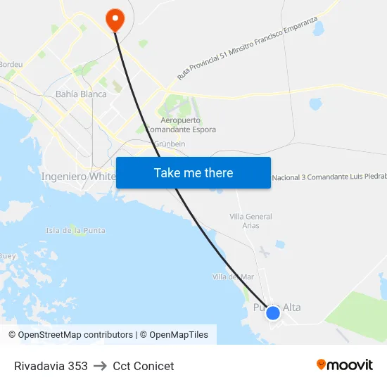 Rivadavia 353 to Cct Conicet map