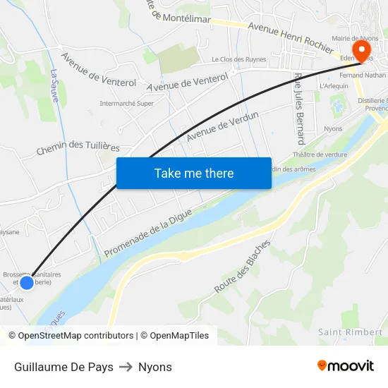 Guillaume De Pays to Nyons map