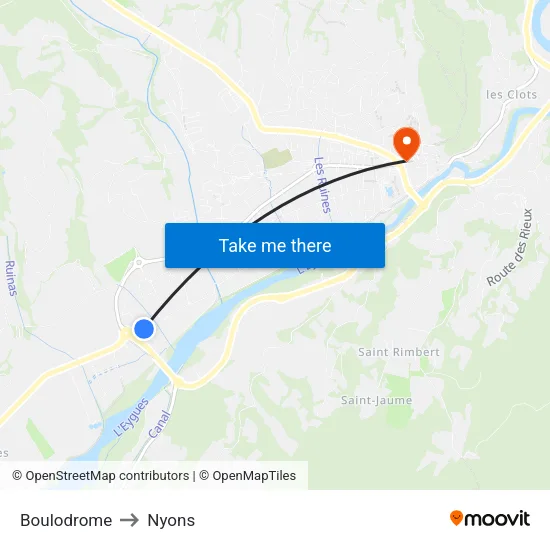 Boulodrome to Nyons map