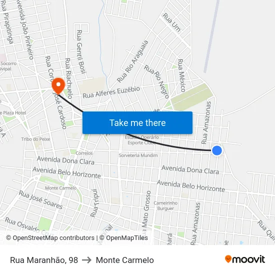 Rua Maranhão, 98 to Monte Carmelo map