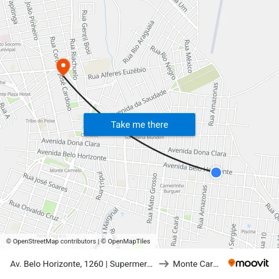 Av. Belo Horizonte, 1260 | Supermercado Jk to Monte Carmelo map