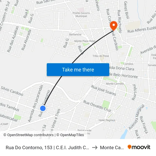 Rua Do Contorno, 153 | C.E.I. Judith Cardoso Naves to Monte Carmelo map