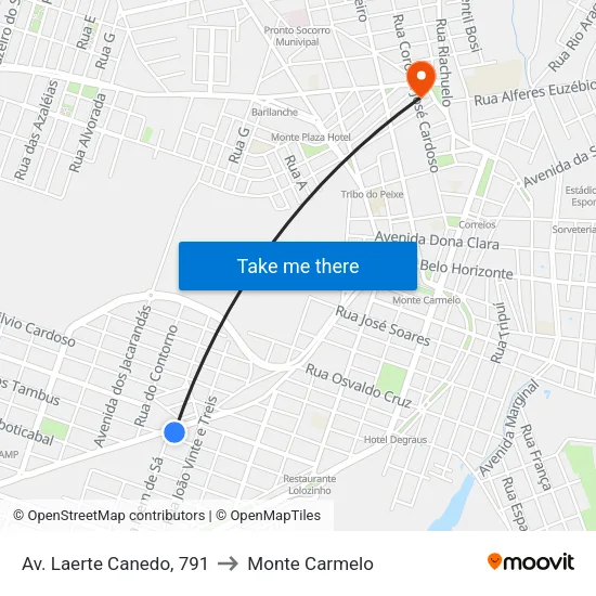 Av. Laerte Canedo, 791 to Monte Carmelo map