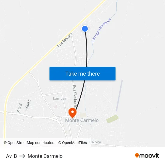 Av. B to Monte Carmelo map