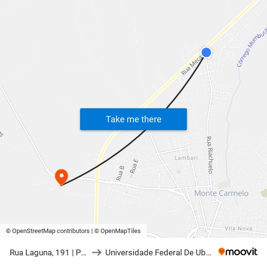 Rua Laguna, 191 | Praça Do Santo Agostinho to Universidade Federal De Uberlândia (Campus Monte Carmelo) map
