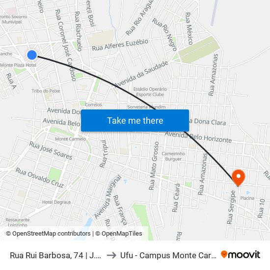 Rua Rui Barbosa, 74 | J.G. Enxovais to Ufu - Campus Monte Carmelo (Sesi) map