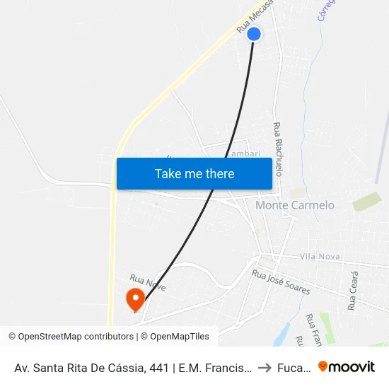 Av. Santa Rita De Cássia, 441 | E.M. Francisco Campos to Fucamp map