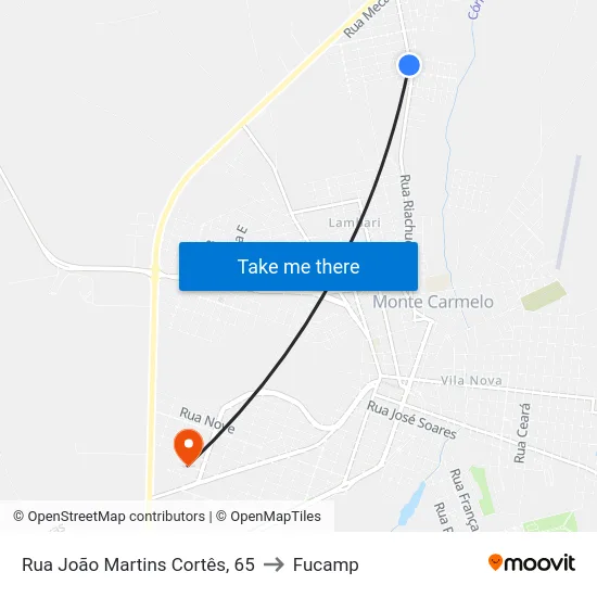 Rua João Martins Cortês, 65 to Fucamp map