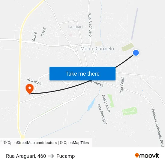 Rua Araguari, 460 to Fucamp map