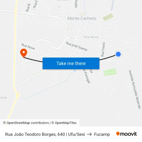 Rua João Teodoro Borges, 640 | Ufu/Sesi to Fucamp map