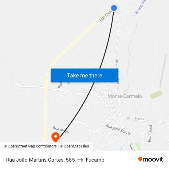Rua João Martins Cortês, 585 to Fucamp map