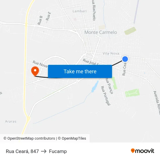 Rua Ceará, 847 to Fucamp map