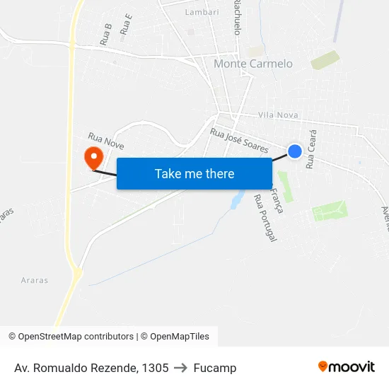 Av. Romualdo Rezende, 1305 to Fucamp map