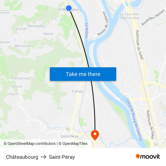 Châteaubourg to Saint-Péray map