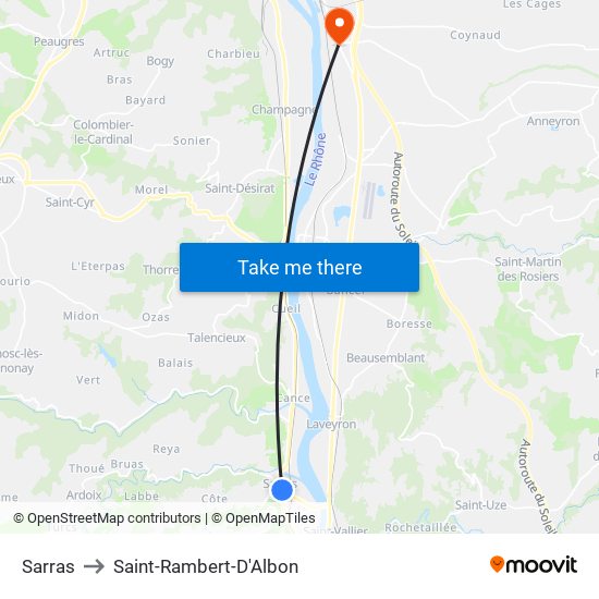 Sarras to Saint-Rambert-D'Albon map