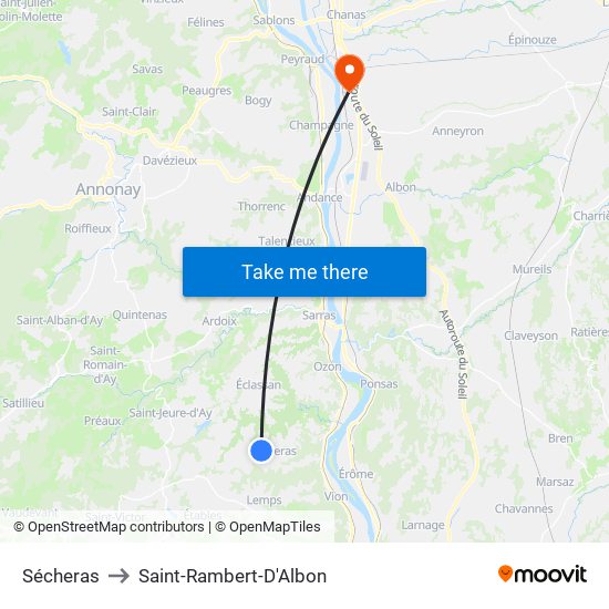 Sécheras to Saint-Rambert-D'Albon map