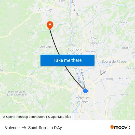 Valence to Saint-Romain-D'Ay map