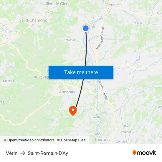 Vérin to Saint-Romain-D'Ay map