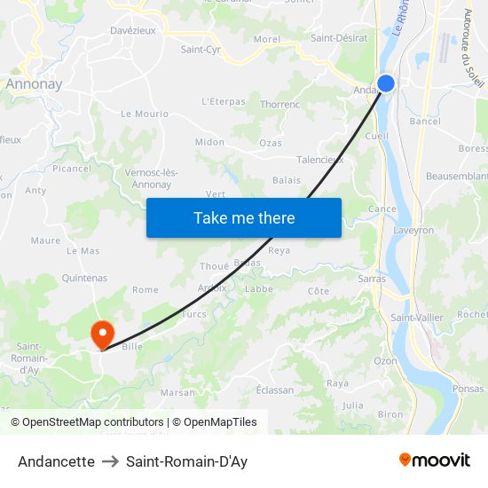 Andancette to Saint-Romain-D'Ay map