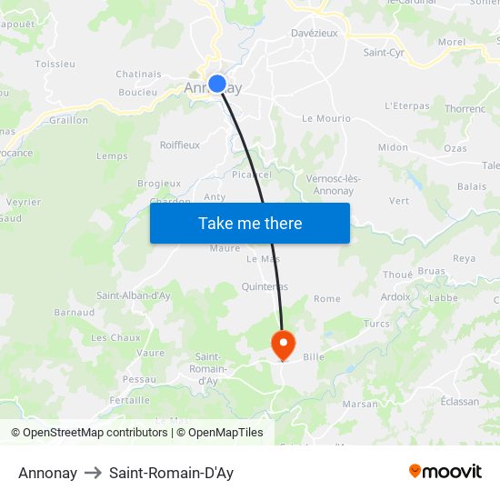 Annonay to Saint-Romain-D'Ay map